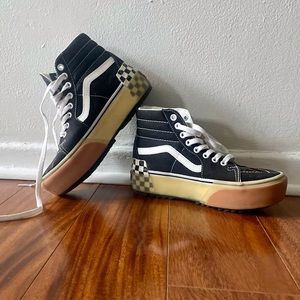 Vans SK8-Hi Stacked Trainers Black/Checkerboard Size 6